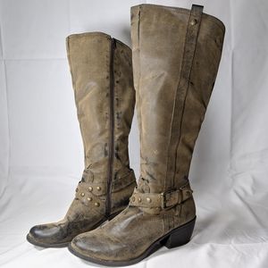 Nicole Distressed Knee High Boots Size Women's 8